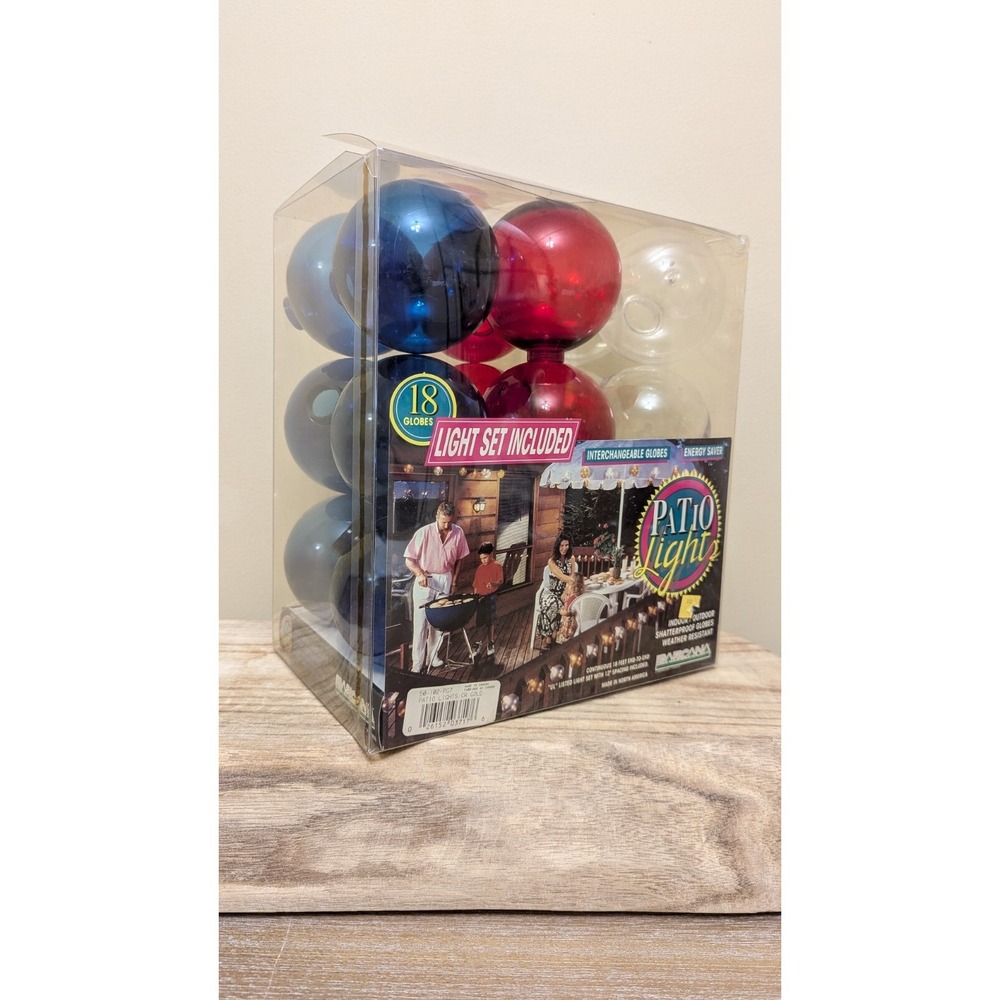 Vintage Barcana Patio String Lights 18 Shatterproof Globes Red Blue 4th July USA